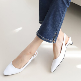 [GIRLS GOOB] Women's Comfortable Low Heels, Dress Pointed Toe Stiletto, Pumps, Sandal, Synthetic Leather - Made in KOREA